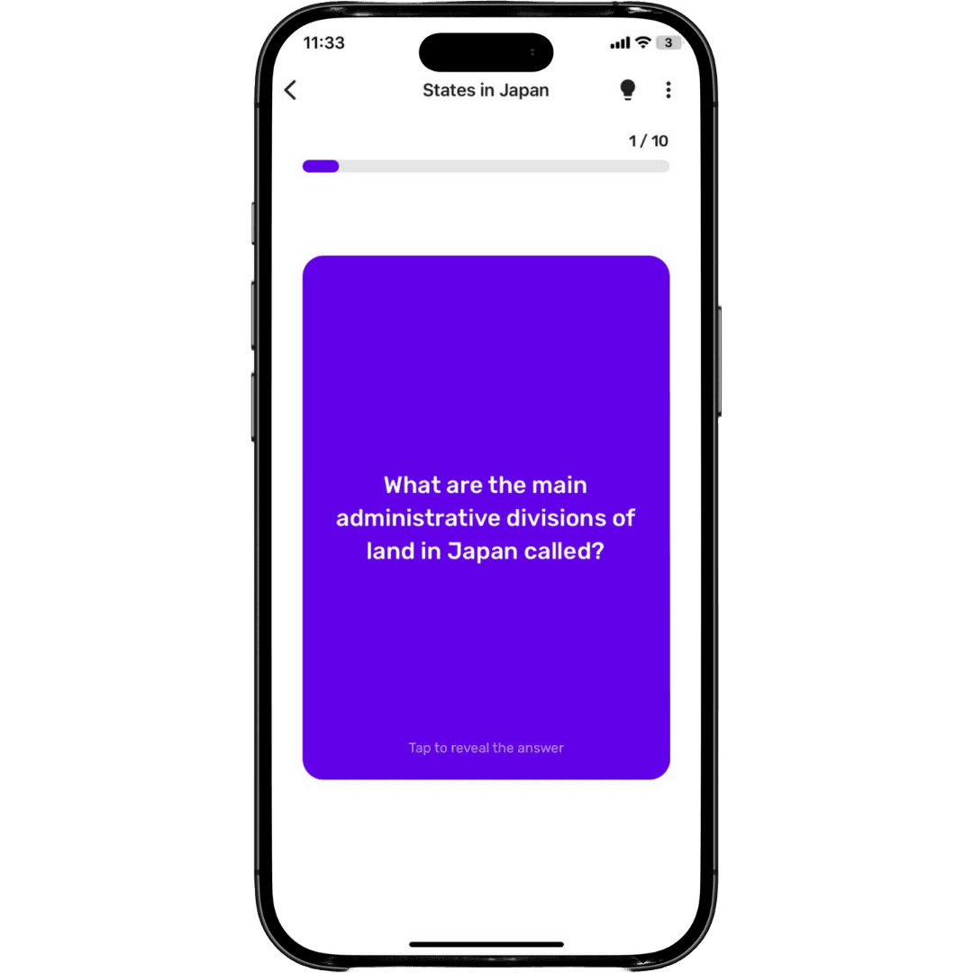 Flashcard feature showing interactive study cards
