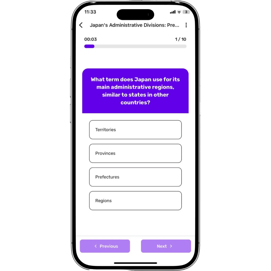 Quiz interface with multiple choice questions